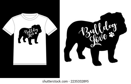 Bulldog Love T-shirt design template, Car Window Sticker, POD, cover, Isolated Black Background
