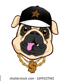 Bulldog mascot cartoon in vector