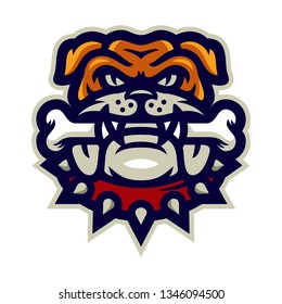 bulldog mascot  eat bone logo vector illustration