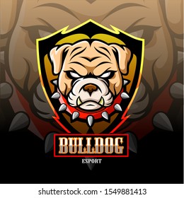 Bulldog mascot esport logo design.