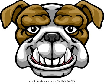 A bulldog mascot friendly cute happy animal cartoon character