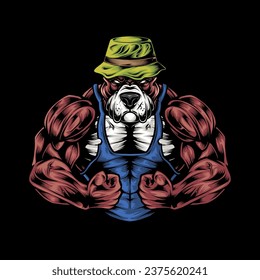 Bulldog Mascot Logo with Big Bodybuilder Body
