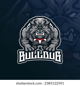 Bulldog mascot logo design vector with modern illustration concept style for badge, emblem and t shirt printing. Angry bulldog illustration for sport and esport team.