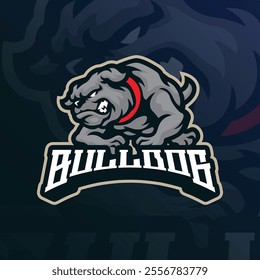 Bulldog mascot logo design vector with modern illustration concept style for badge, emblem and t shirt printing. Angry bulldog illustration for sport team.