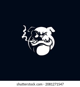 Bulldog mascot logo silhouette version. Dog logo in sport style, mascot logo illustration design vector