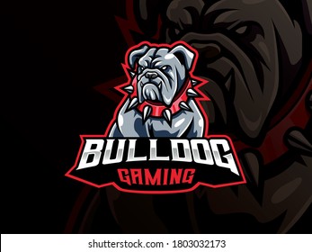 Bulldog mascot sport logo design. Dog head mascot vector illustration logo. Wild bulldog mascot design, Emblem design for esports team. Vector illustration