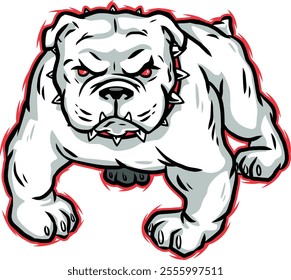 Bulldog mascot standing in an aggressive pose