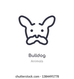 bulldog outline icon. isolated line vector illustration from animals collection. editable thin stroke bulldog icon on white background