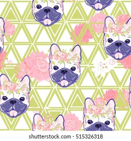 bulldog pattern - vector illustration