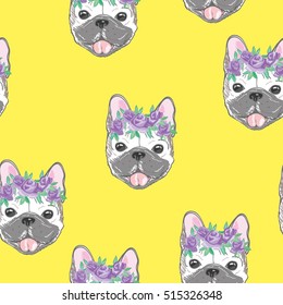bulldog pattern - vector illustration