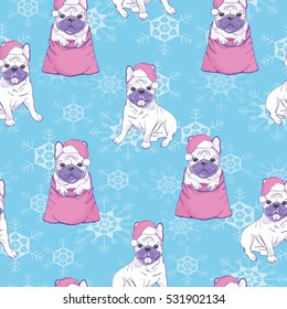 bulldog pattern - vector, illustration
