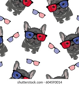 bulldog pattern - vector,  illustration