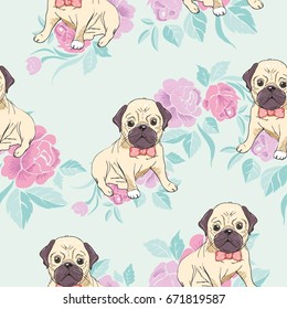 Bulldog Pattern, Vector, Illustration