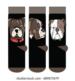 bulldog pattern - vector illustration
