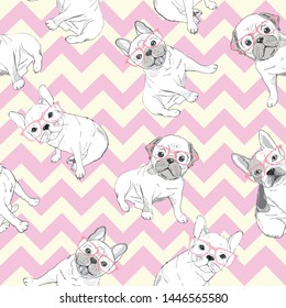 bulldog pattern, vector, illustration, dog