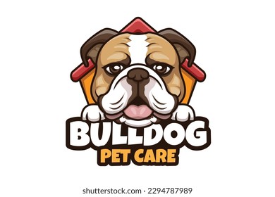 Bulldog pet animal mascot cartoon logo illustration vector