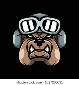 Bulldog Pilot Mascot Illustration vector