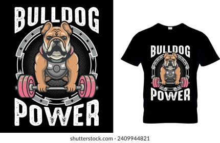 Bulldog Power Bodybuilding Weightlifting Workout T-shirt