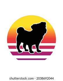 Bulldog Retro Sunset Design template. Vector design template for logo, badges, t-shirt, POD and book cover. Isolated white background.