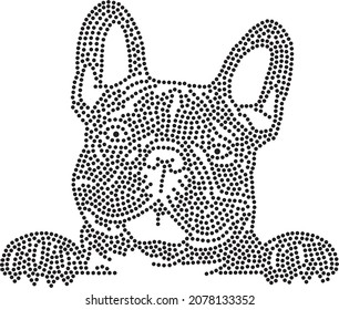 bulldog Rhinestone design hot-fix transfer. beautiful applique rhinestone motif.