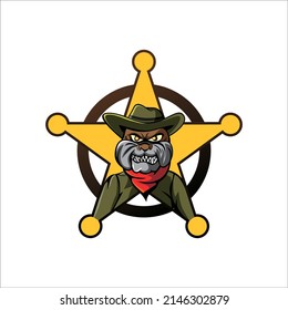 bulldog sheriff mascot vector illustration. dog sign and symbol.