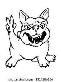 
Bulldog is showing the symbol of victory. clipart. vector illustration.