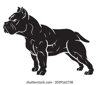 Bulldog, Side View Silhouette Stance