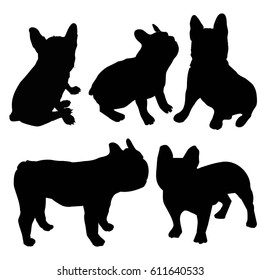 bulldog silhouette, animal, black, vector, illustration