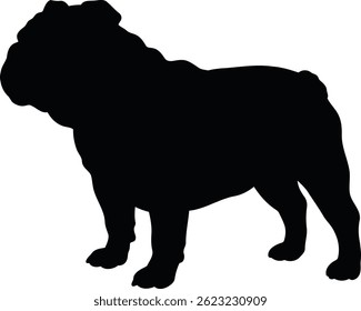 Bulldog silhouette Illustration Vector ArtWork Full Black Side view