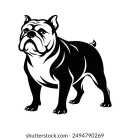 bulldog silhouette vector black and white Color 
