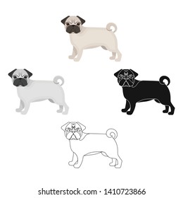 Bulldog, single icon in cartoon,black style.Bulldog, vector symbol stock illustration web.