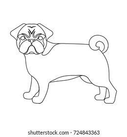 Bulldog, Single Icon In Outline Style.Bulldog, Vector Symbol Stock Illustration Web.