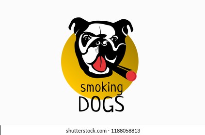 Bulldog smoke. Vector illustration