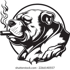 Estilo de diseño monocromo con el logotipo de cigarrillos Bulldog Smoke A Cigar
