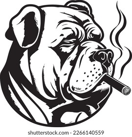 Estilo de diseño monocromo con el logotipo de cigarrillos Bulldog Smoke A Cigar
