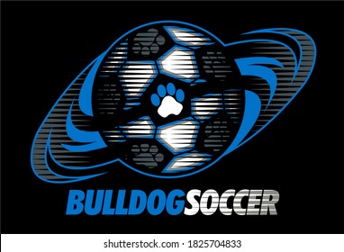 bulldog soccer team design with paw prints for school, college or league