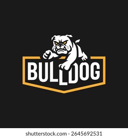 bulldog sports logo mascot vector illustration. angry cute dog cartoon design. Stylized full body dog graphic clip art