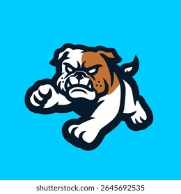 bulldog sports logo mascot vector illustration. angry cute dog cartoon design. Stylized full body dog graphic clip art