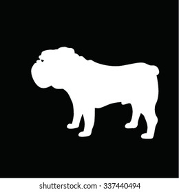 Bulldog standing in side view - vector silhouette isolated