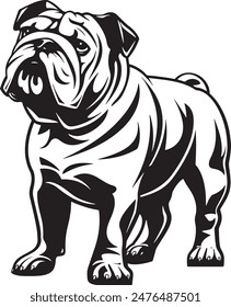 Bulldog standing silhouette vector illustration