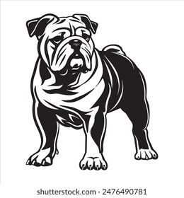 Bulldog standing silhouette vector illustration line art