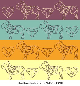 bulldog stripe pattern heart dog triangle geometry shape