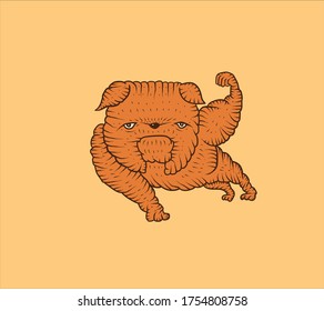 Bulldog. Strong dog. Cartoon vector illustration