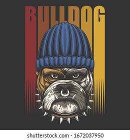 Bulldog Urban retro vector illustration for your company or brand