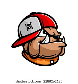 bulldog vector design wearing hat, dog head