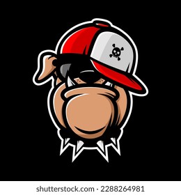 bulldog vector design wearing hat, dog head