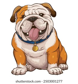 Bulldog vector featuring a bold and lovable canine character on a white background.