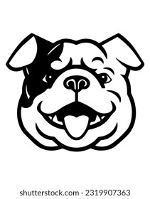 Bulldog vector icon glyph isolated, black and white silhouette.