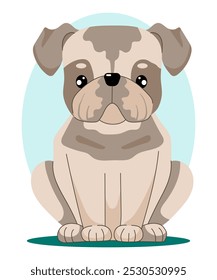 Bulldog. Vector illustration of sitting dog in flat style.