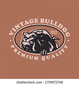 bulldog vintage retro badges logo vector icon illustration